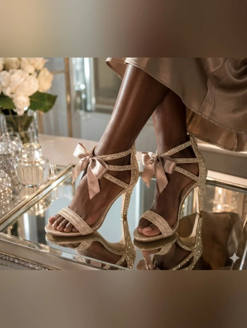 Sexy Gold Wedding Guest 10 Bling Formal Rinestone Sparkling Events Sandals New